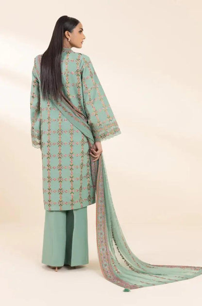 Sapphire - 3PC Unstitched Dhanak Embroidered Shirt with Dhanak Embroidered Dupatta