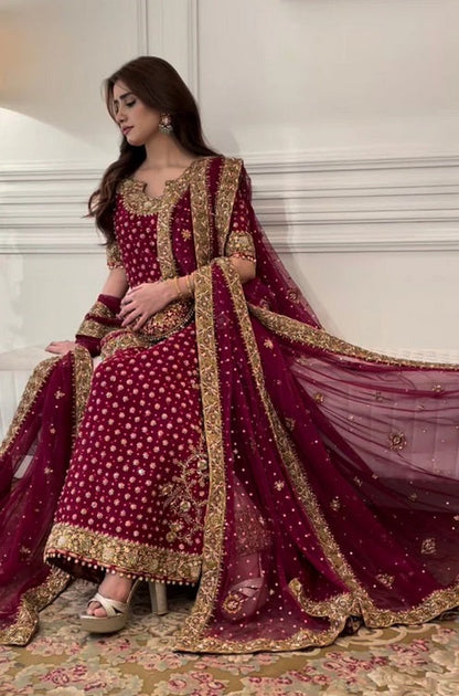 Haris Shakeel Luxury Raw Silk 3 Piece Unstitched - Aisha Afridi
