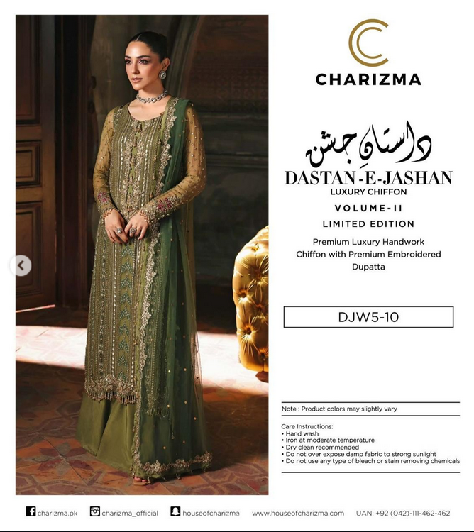 Charizma Dastan - e - Jashan Luxury Chiffon Unstitched 3Pc Suit