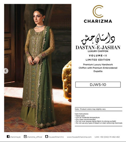 Charizma Dastan - e - Jashan Luxury Chiffon Unstitched 3Pc Suit