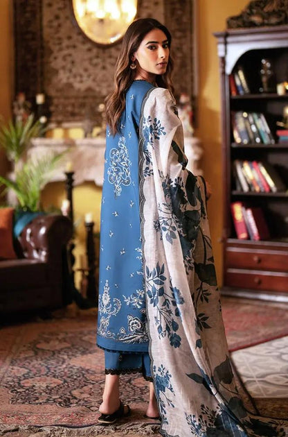 Seran - 3PC Lawn Embroidered Shirt with Printed Cotton Net Dupatta (Unstitched)
