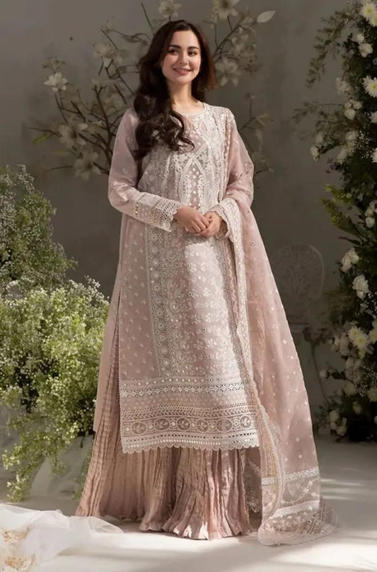 Sobia Nazir - 3PC Lawn Embroidered Shirt with Embroidered Organza Dupatta (Unstitched)