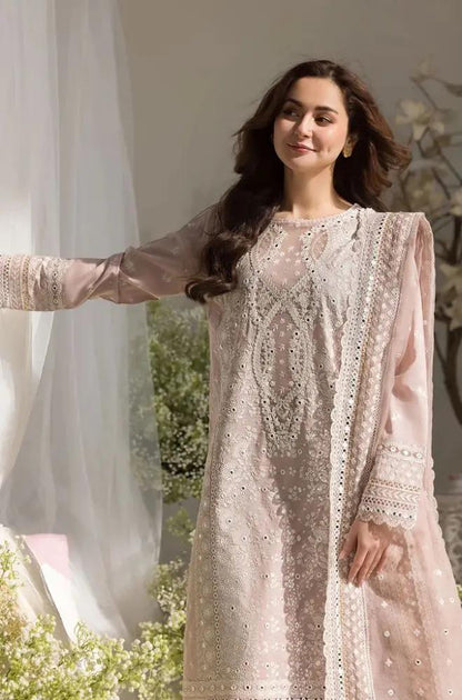 Sobia Nazir - 3PC Lawn Embroidered Shirt with Embroidered Organza Dupatta (Unstitched)