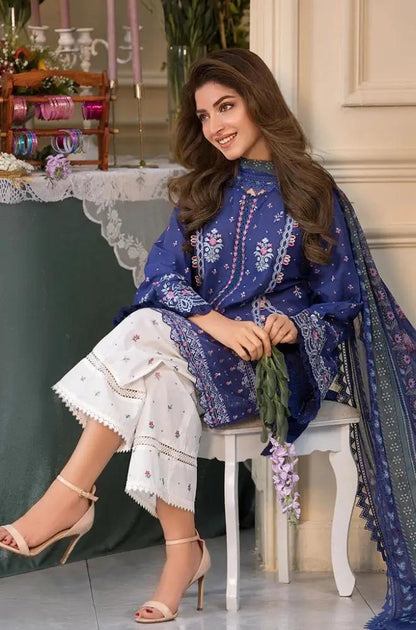 Sobia Nazir - 3PC Lawn Embroidered Shirt with Printed Chiffon Dupatta (Unstitched)