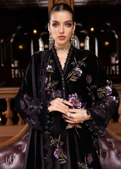 Maria.B Winter Luxe Embroidered Velvet Unstitched 3Pc Suit With Palaichi Shawl