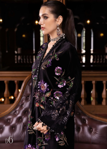Maria.B Winter Luxe Embroidered Velvet Unstitched 3Pc Suit With Palaichi Shawl