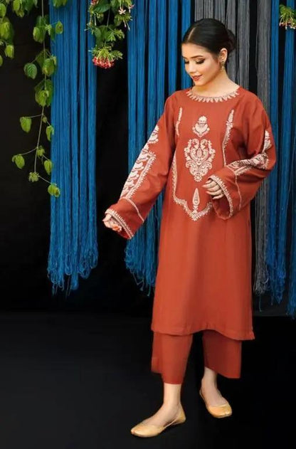 Urge - 2PC Unstitched Dhanak Embroidered Shirt with Plain Trouser