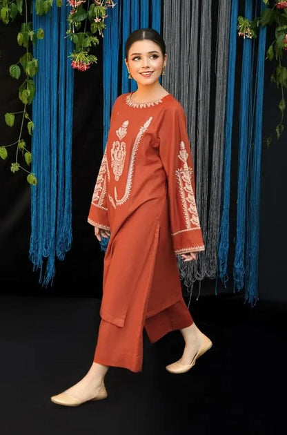 Urge - 2PC Unstitched Dhanak Embroidered Shirt with Plain Trouser