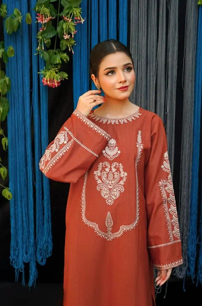 Urge - 2PC Unstitched Dhanak Embroidered Shirt with Plain Trouser