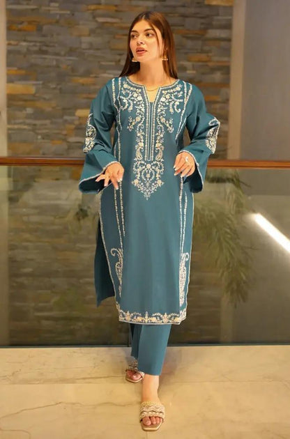 Urge - 2PC Unstitched Lawn Embroidered Shirt with Embroidered Lawn Trousers