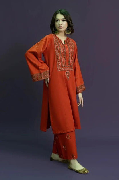 Urge - 3PC Unstitched Khaddar Embroidered Shirt with Khaddar Embroidered Trouser