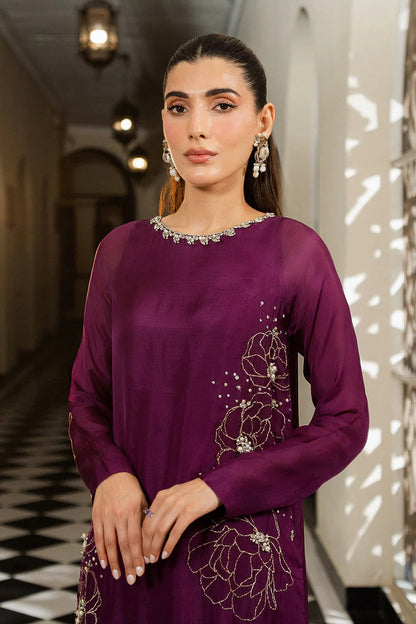 Lulusar Luxury Raw Silk Embroidered 3 Piece Unstitched - Junha Long