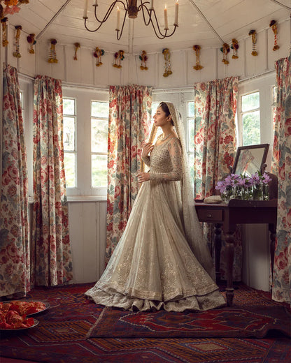 ANAMTA Golden White Organza Bridal Wedding Edition Unstitched