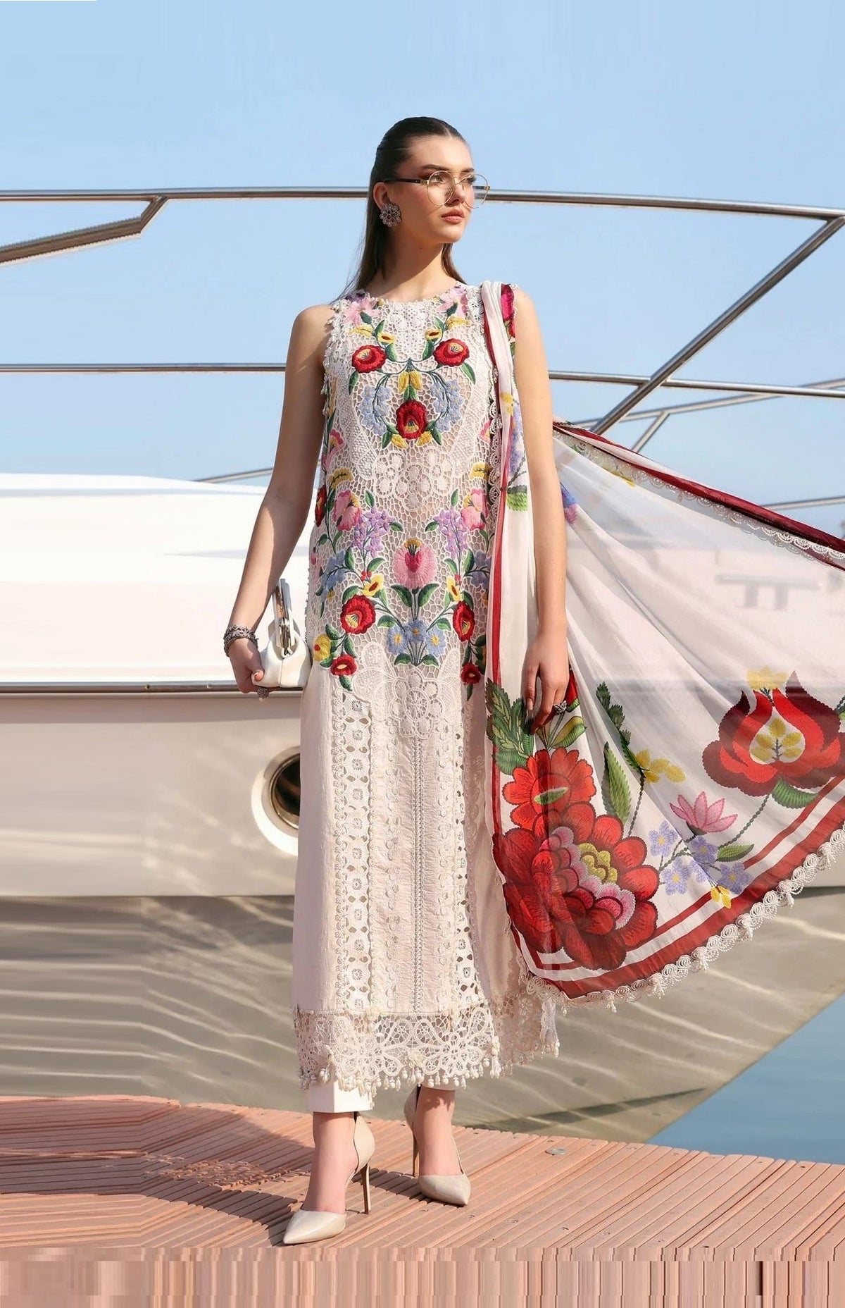 Maria B Luxury Embroidered Lawn Unstitched 3PC Suit D