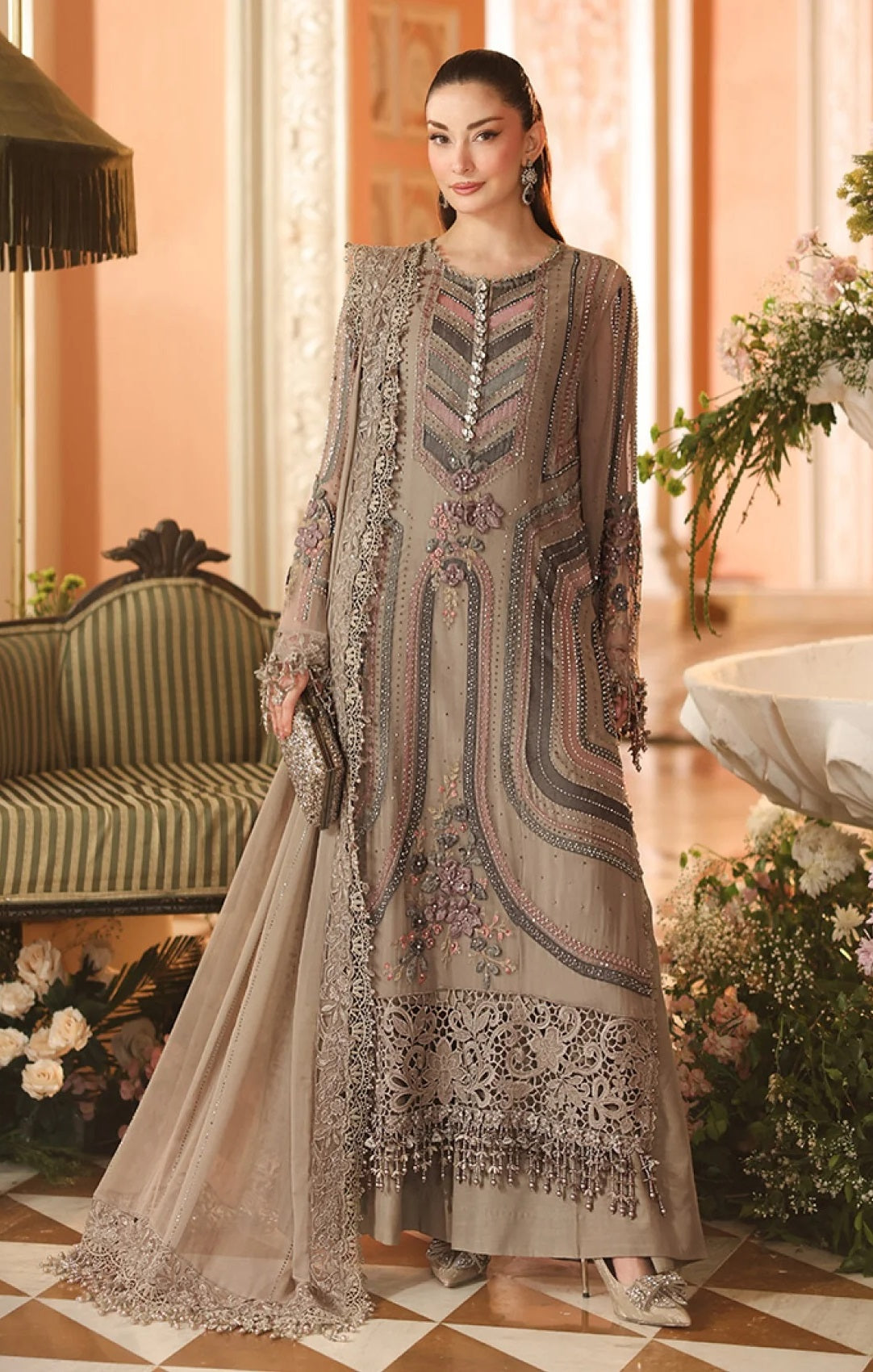 Maria.B Royale Tea Affair - Luxury Embroidered Pure Chifon Unstitched 3Pc Suit