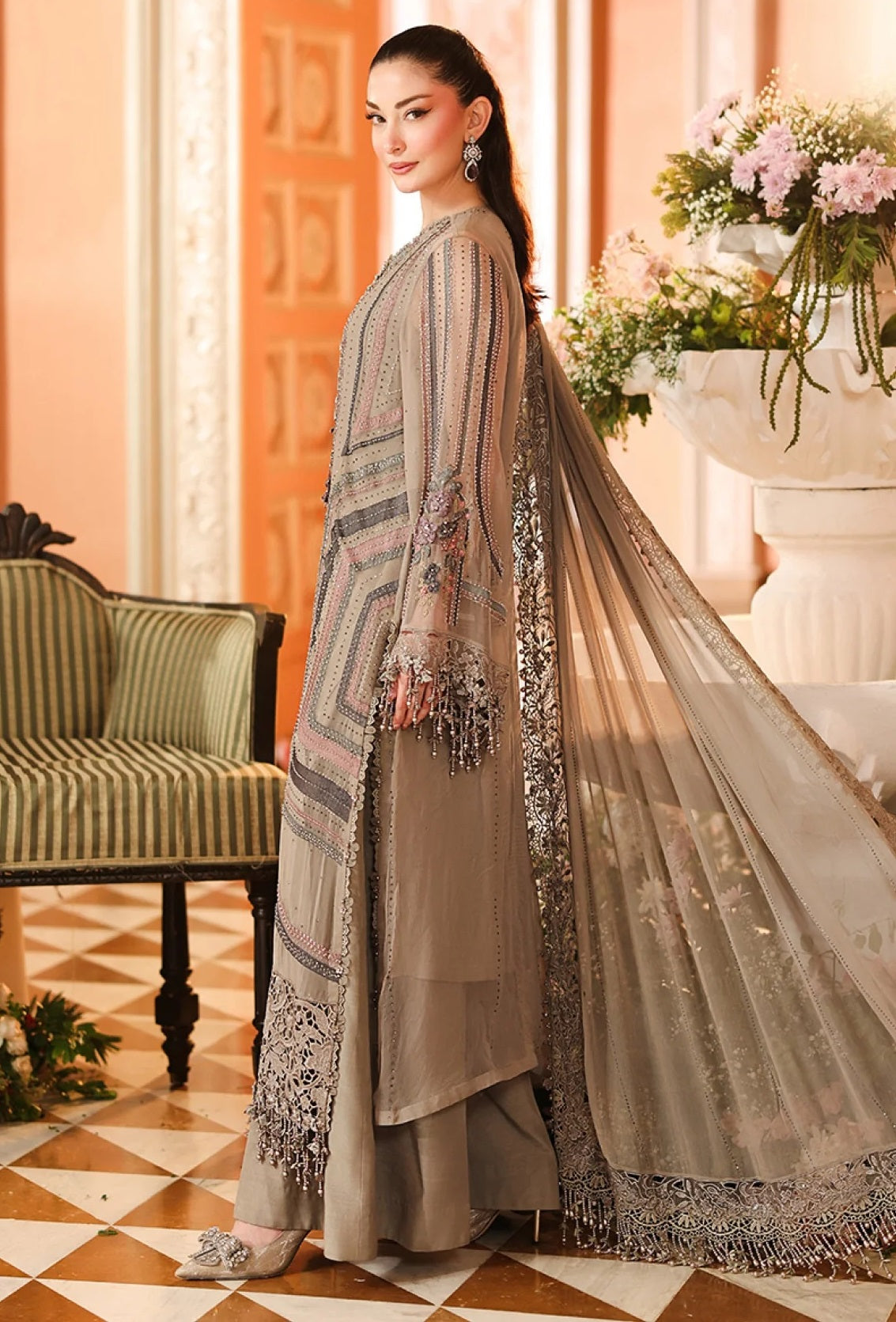 Maria.B Royale Tea Affair - Luxury Embroidered Pure Chifon Unstitched 3Pc Suit