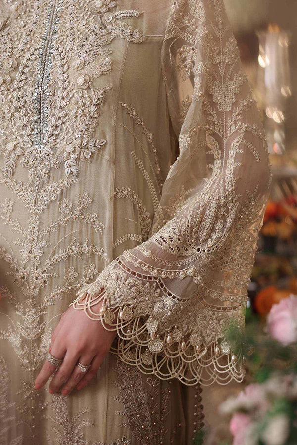 Maria B Luxury Embroidered Chiffon 3Pc Unstitched Suit GOLD
