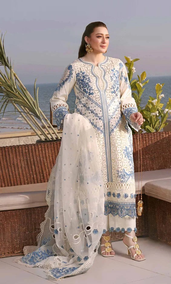 ANEELAS Luxury Chikankari Embroidered Lawn Unstitched 3PC Suit