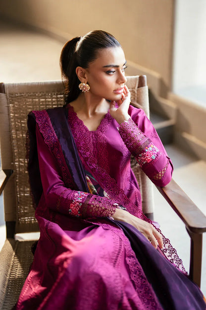Azure Luxury Embroidered Lawn 3 Piece Unstitched Suit WINE MIRAGE