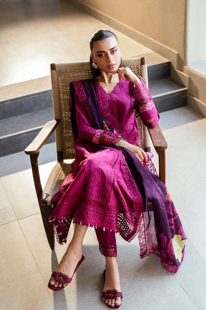 Azure Luxury Embroidered Lawn 3 Piece Unstitched Suit WINE MIRAGE