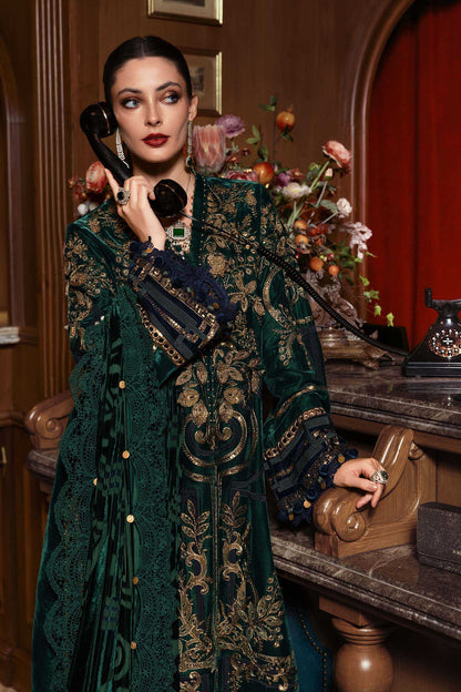 Luxe by Maria B Unstitched Embroidered Velvet 3 Piece MB25LW D2 With Palaichi Shawl
