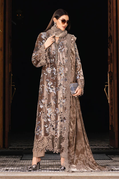 Maria.B Winter Luxe Embroidered Velvet Unstitched 3Pc Suit Palaichi Shawl