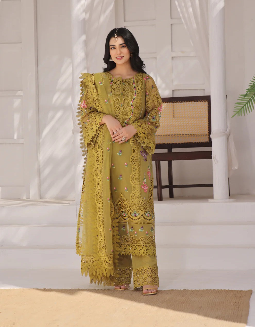 Aneelas Luxury Organza Embroidered 3 Piece Unstitched