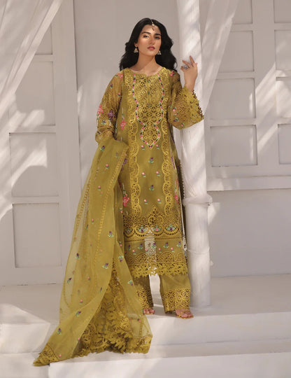 Aneelas Luxury Organza Embroidered 3 Piece Unstitched