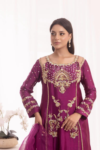 Sehrish Nadeem Luxury Raw Silk Embroidered Unstitched 3PC Suit