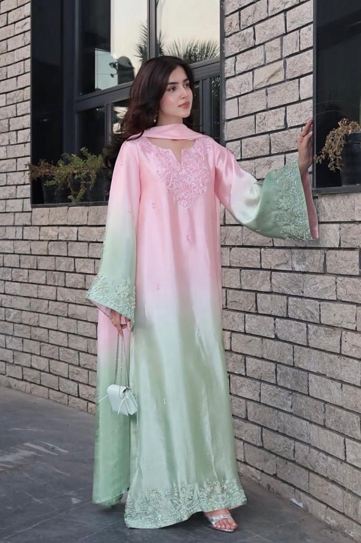 Kaida Tie N Die Luxury Silk Embroidered 3Pc Unstitched Suit Amani