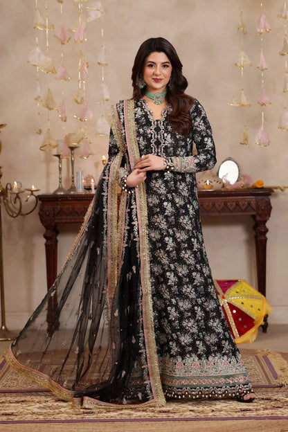 Aneelas Luxury Raw Silk Embroidered 3Pc Unstitched
