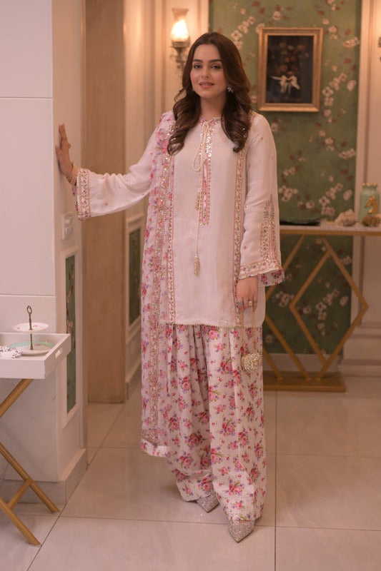 Aneelas Luxury Silk Embroidered 3Pc Unstitched Suit