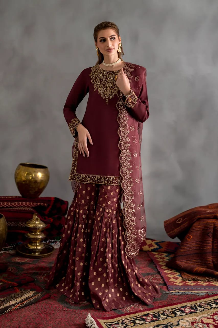 Iznik Luxury Chiffon Embroidered 3Pc Unstitched