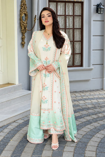 Aneelas Luxury Silk Embroidered 3Pc Unstitched Suit