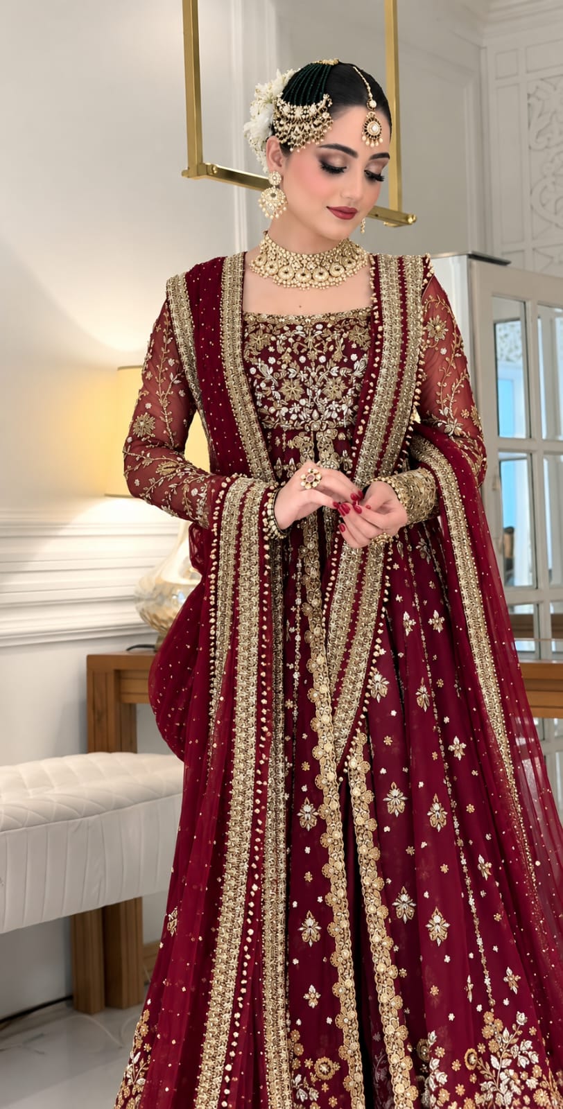 Haris Shakeel Shifa Luxury Net Embroidered 3 Piece Unstitched Suit