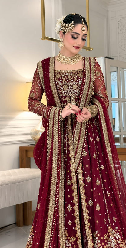 Haris Shakeel Shifa Luxury Net Embroidered 3 Piece Unstitched Suit