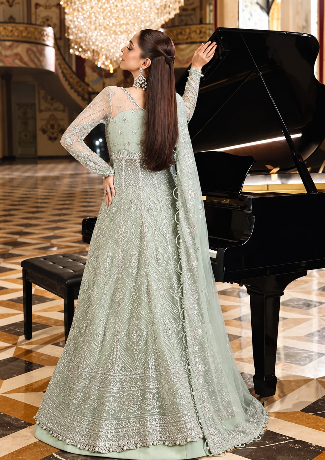 Elaf DIANA Luxury Net Embroidered 3Pc Unstitched Suit