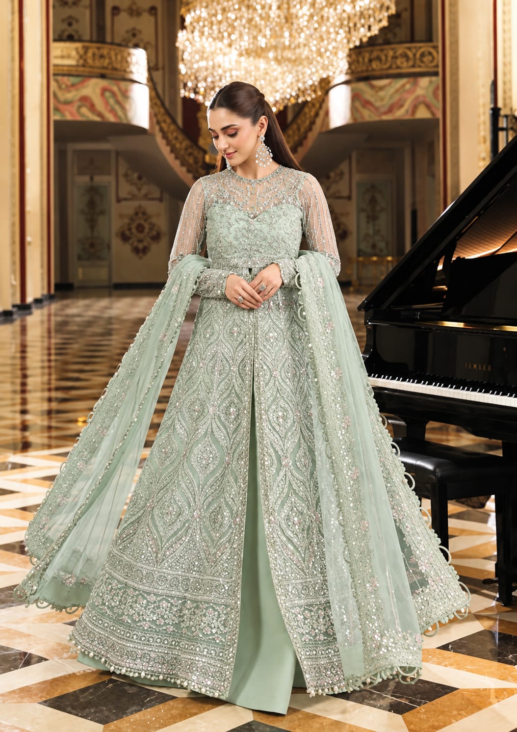 Elaf DIANA Luxury Net Embroidered 3Pc Unstitched Suit