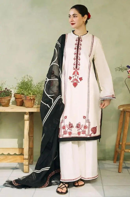 Zara Shah Jahan - 3PC Lawn Embroidered Shirt With Slub Lawn Printed Dupatta And Lawn Trouser