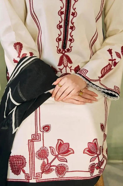 Zara Shah Jahan - 3PC Lawn Embroidered Shirt With Slub Lawn Printed Dupatta And Lawn Trouser