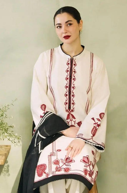 Zara Shah Jahan - 3PC Lawn Embroidered Shirt With Slub Lawn Printed Dupatta And Lawn Trouser