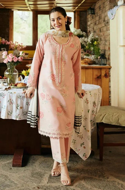 Zara Shah Jahan - 3PC Unstiched Lawn Embroidered Shirt With Slub Net Dupatta