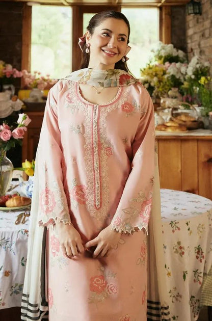 Zara Shah Jahan - 3PC Unstiched Lawn Embroidered Shirt With Slub Net Dupatta
