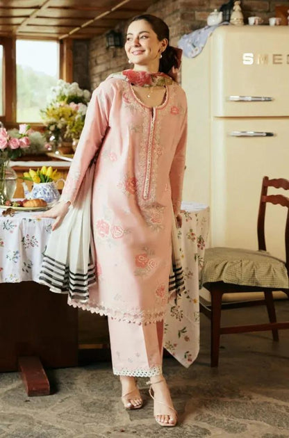 Zara Shah Jahan - 3PC Unstiched Lawn Embroidered Shirt With Slub Net Dupatta