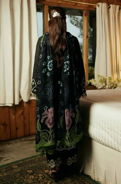 Zara Shah Jahan - 3PC Unstiched Lawn Embroidered Shirt with Slub Net Dupatta