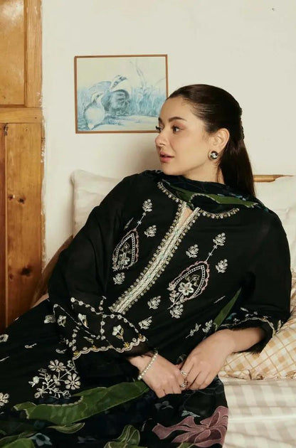 Zara Shah Jahan - 3PC Unstiched Lawn Embroidered Shirt with Slub Net Dupatta