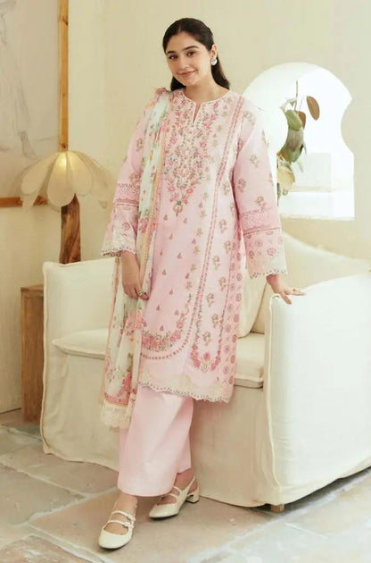 Zara Shah Jahan - 3PC Unstitched Lawn Embroidered Shirt with Digital Printed Silk Dupatta