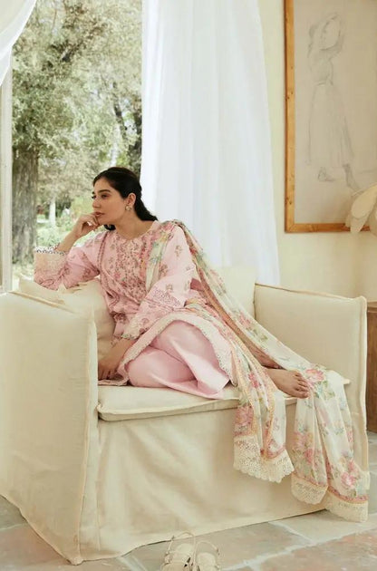 Zara Shah Jahan - 3PC Unstitched Lawn Embroidered Shirt with Digital Printed Silk Dupatta