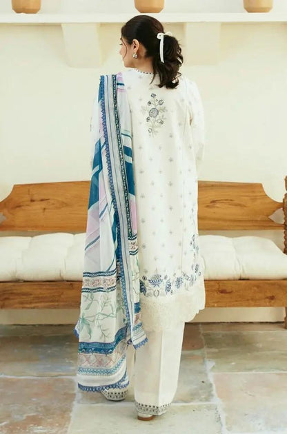 Zara Shah Jahan - 3PC Unstitched Lawn Embroidered Shirt with Digital Printed Silk Dupatta and Embroidered Trousers
