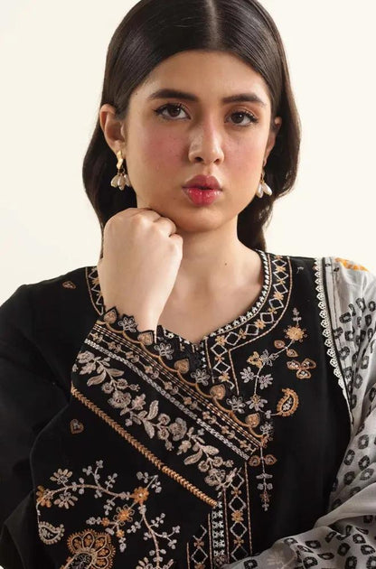 Zara Shah Jahan - 3PC unstiched Lawn Embroidered Shirt With Slub net Dupata and Plan Trouser